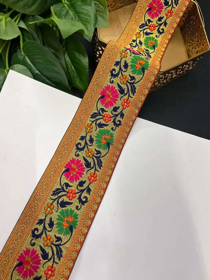 Beautiful Banarasi Zari Embroidered Lace Border - Multi 2